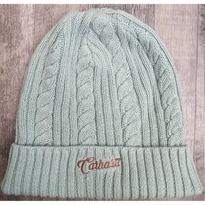 Carhartt Womens Rib Knit Bay Green Fisherman Beanie Winter Fall Hat Embroidered